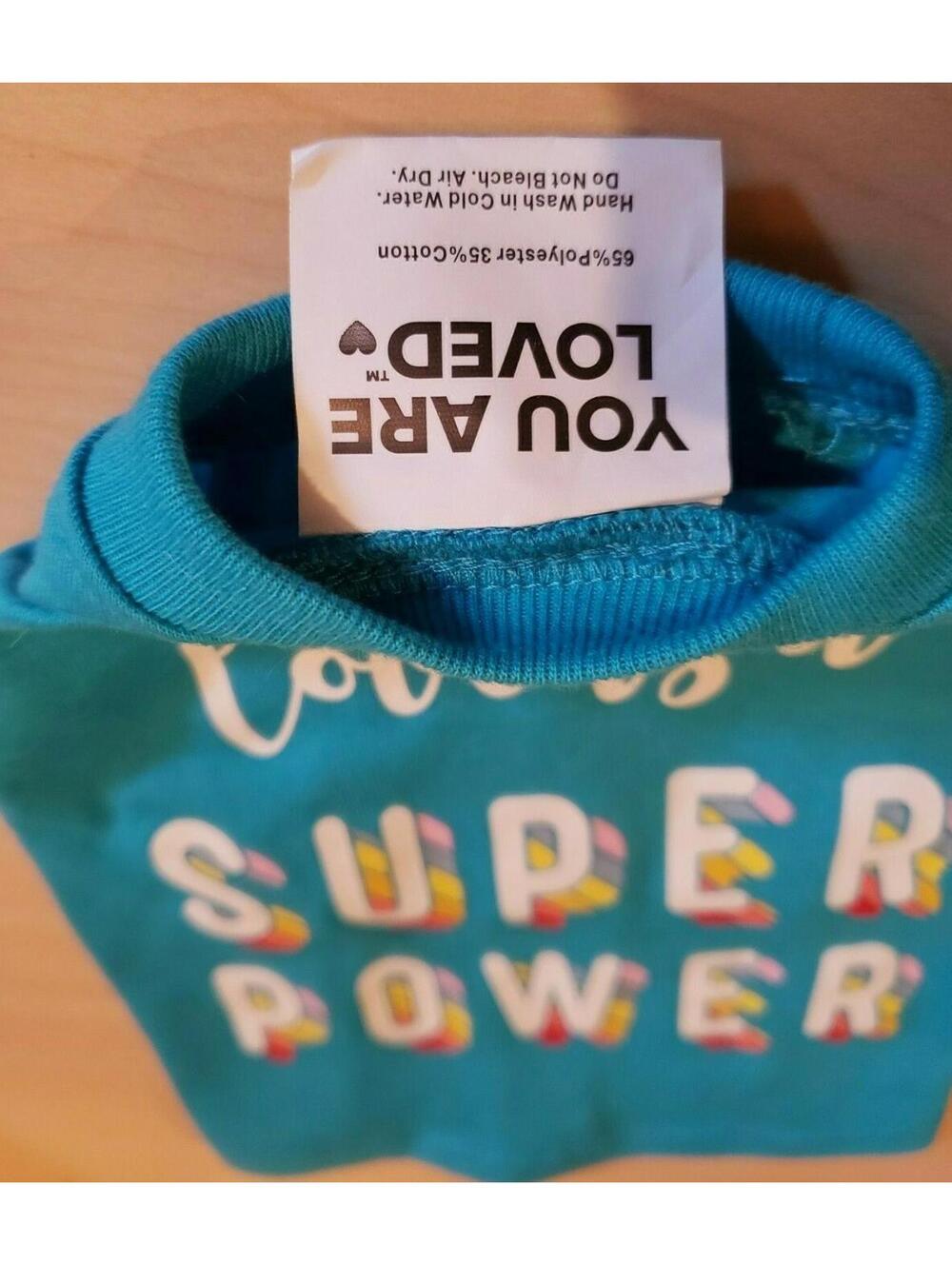 Pride Blue Tee For Dog Or Cat. Love Is A Super Power. Size XS